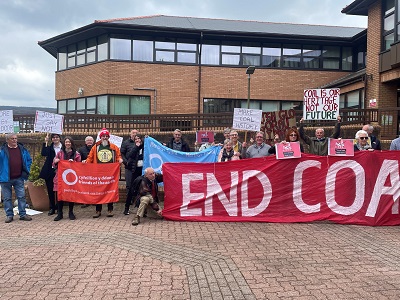 Campaigners outside the council offices in Merthyr