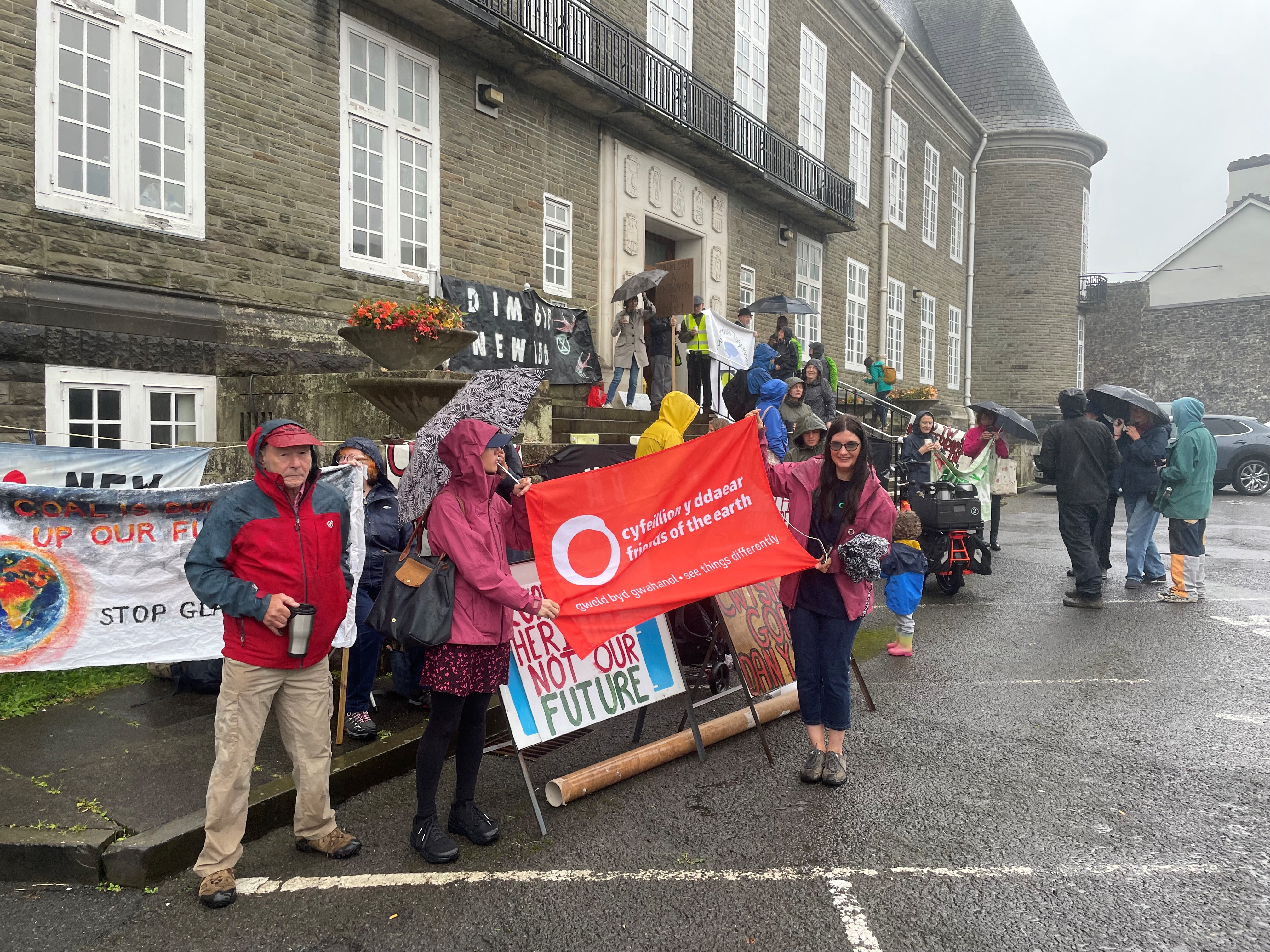 Celebrating after councillors said no to mining more coal at Glan Lash in September 2023