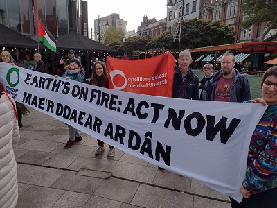 Photo of climate rally in Cardiff