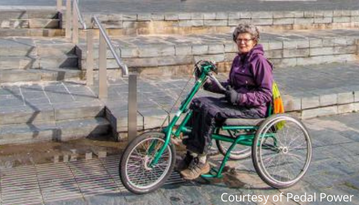 Lady using a cargo bike