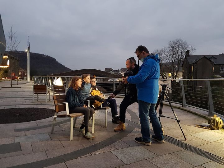 Chidren being interviewed by the media