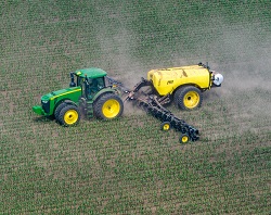 Fertiliser being spread on fields