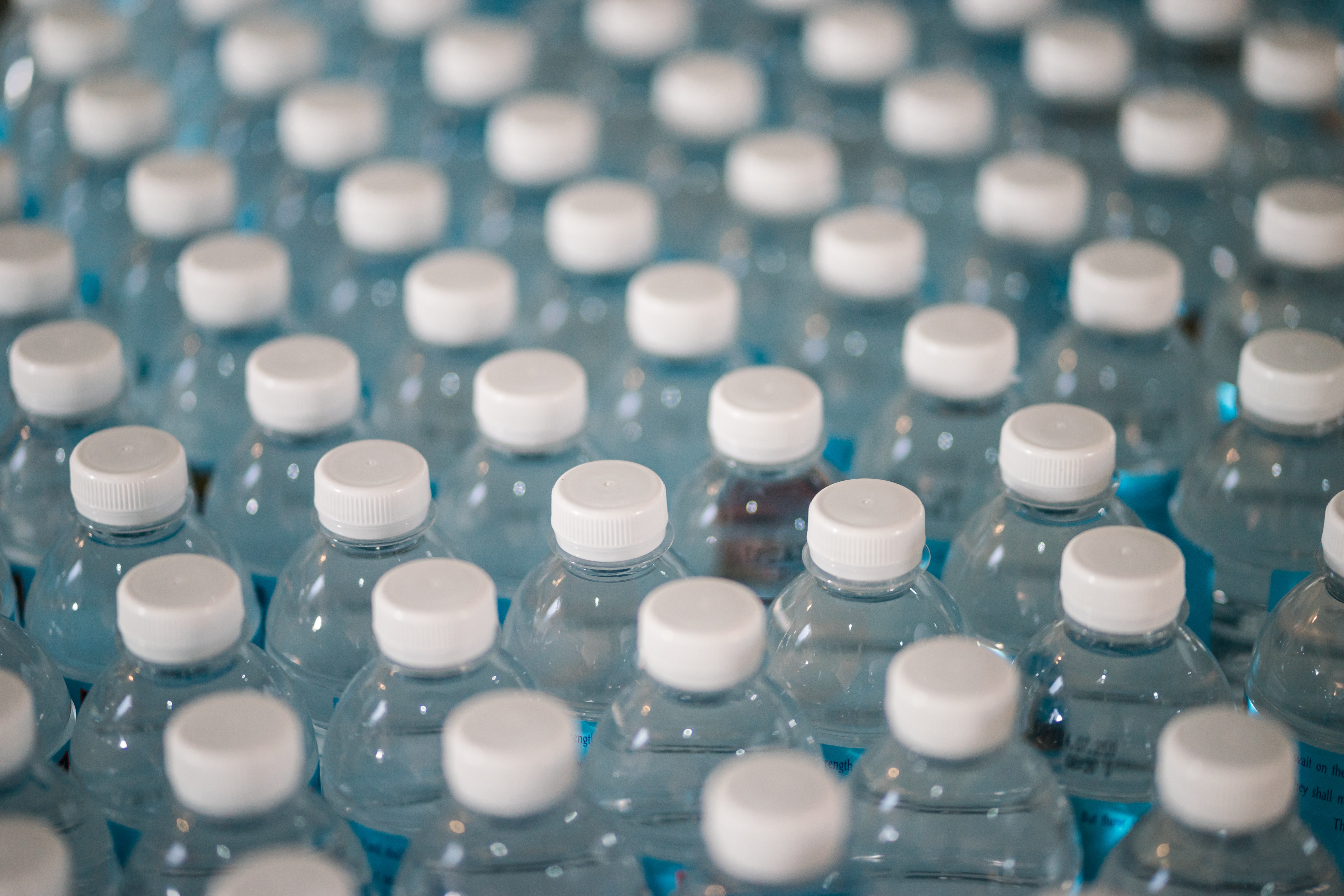 Rows of plastic bottles