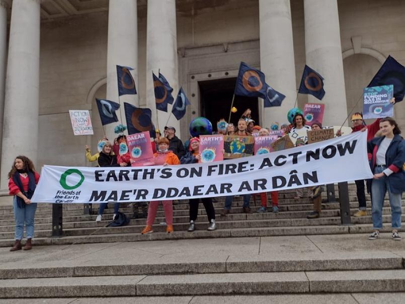 Photo of climate action rally in Cardiff