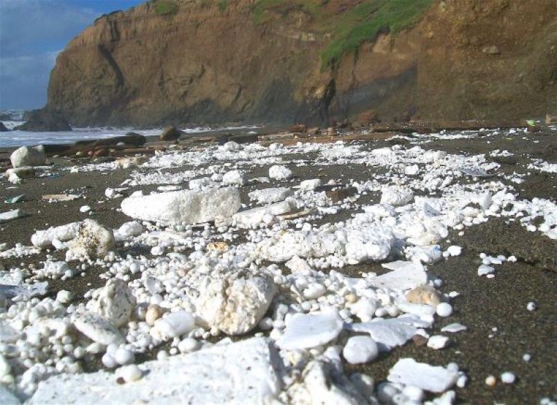 Plastic waste on beach