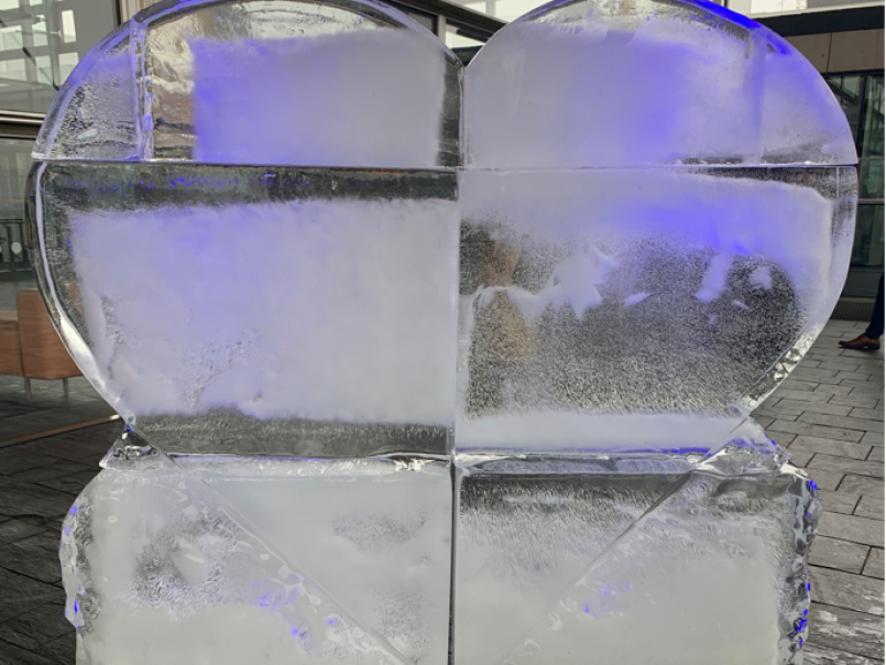 Ice sculpture outside the Senedd