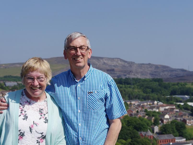 Campaigners Chris and Alyson Austin with Ffos y Fran in the background