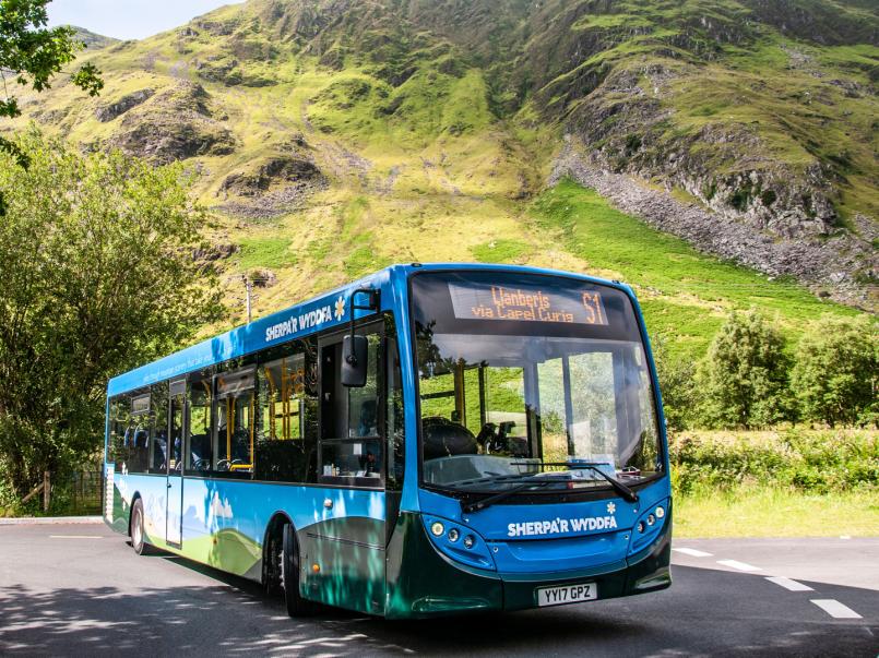 A bus on a country road