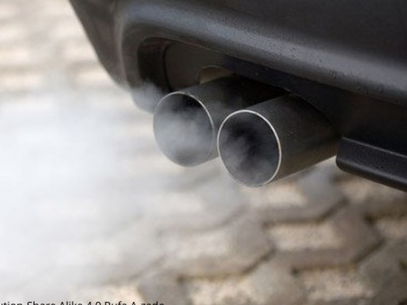 Car with exhaust fumes