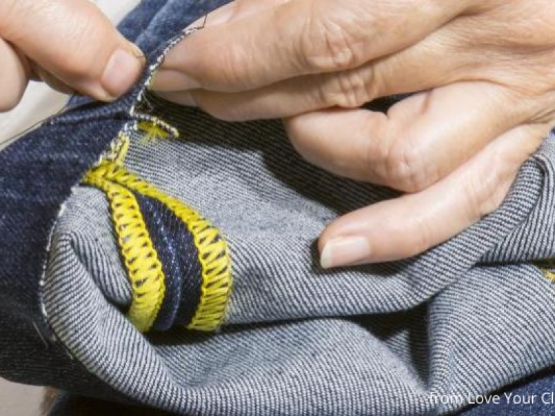 Mending a pair of jeans