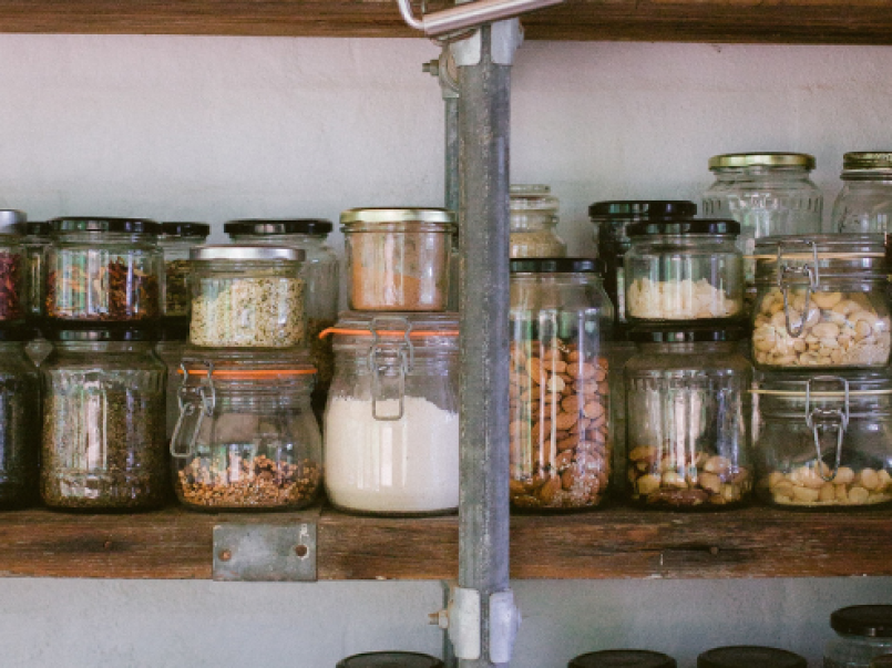 Food stuffs in glass containers